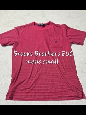 Brooks Brothers Red and Black Stripe Short-Sleeve Pocket Tee